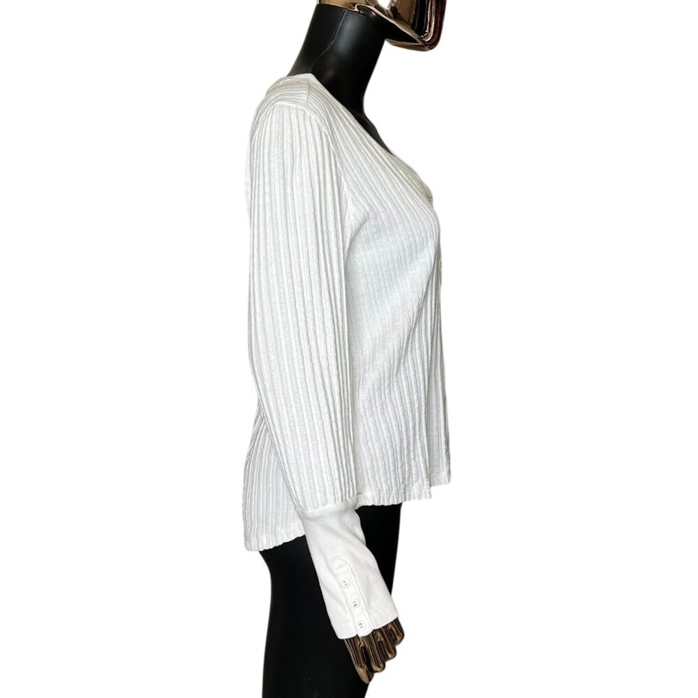 Sundance Cream Ribbed Henley Top - Picture 6 of 10